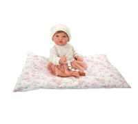 ARIAS - Reborn ARI98188 Julia. Bébé réaliste avec vêtements roses et blancs, avec coussin, sucette, tétine, couche, livre de famille et certificat d'authenticité. Jouet pour enfants à partir de 3 ans
