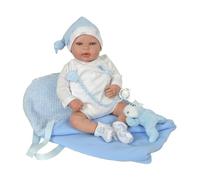 ARIAS Reborn Joel ARI98021 Poupée réaliste avec Couverture, bébé réaliste avec Linge Blanc, tétine et tétine, Membres en Vinyle et Corps Souple, Jouet pour garçons et Filles à partir de 3 Ans