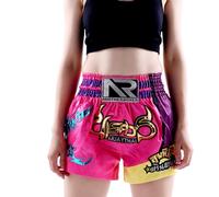ARIASS Short MMA, Muay Thai, Arts Martiaux, Combat en Cage, BJJ, Boxe, Short de Combat Grappling pour Hommes Femmes Enfants(Pink 2,M)