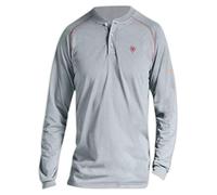 Ariat 10013519-M Flame Resistant Long Sleeve Work Henley Top, Capacity, Volume, Cotton Blend, Medium, Grey