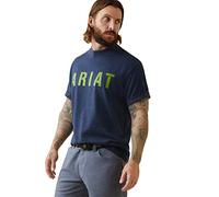 ARIAT Armature en coton solide pour homme, Bleu marine chiné/citron vert, Taille S
