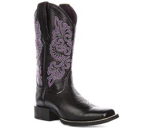 Ariat Arrondir Extensible Large Bout Carré Mi Femmes Bottes Noir Violet EU 36-42