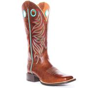 ARIAT Arrondir Ryder en Marron Bleu Bout Carré Grand Botte Cowboy Taille UK 3 -