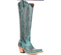 Ariat Casanova Pointu Hauteur Genou Cow-Boy Femmes Bottes en Turquoise UK 4 - 7
