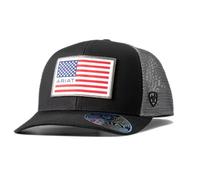ARIAT Casquette noire pour homme avec écusson drapeau américain, noir, Taille unique