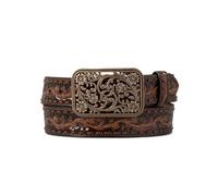 ARIAT Ceinture en cuir gaufré avec strass pour femme, chocolat, Medium