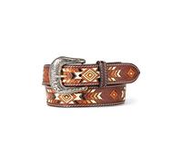 ARIAT Ceinture en cuir sud-ouest pour femme avec boucle en argent antique, Multicolore, Large