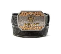 ARIAT Ceinture multi-finition en relief floral pour homme, noir, 42