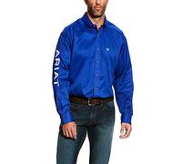 ARIAT Chemise pour hommes, coupe classique avec logo de l’équipe Ariat, Noir, Bleu marine/blanc, Taille L