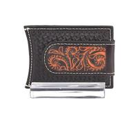 ARIAT Pince à billets occidentale pour hommes croix floral porte-cartes marron moyen A3557444, marron moyen, One Size