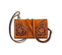 ARIAT Pochette à bandoulière Sierra en cuir pour femme - Portefeuille western usiné à la main avec sangle réglable, peau, Taille unique