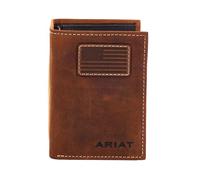 Ariat Portefeuille 3 volets Drapeau USA Marron Moyen Taille Unique, marron moyen, One Size, Portefeuille à trois volets avec écusson drapeau des États-Unis
