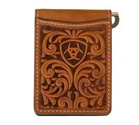 ARIAT Portefeuille à deux volets avec pince à billets en relief Marron moyen
