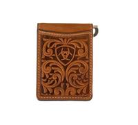 ARIAT Portefeuille à deux volets avec pince à billets en relief Marron moyen, marron moyen