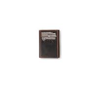 ARIAT Portefeuille Western pour homme Drapeau américain à trois volets Marron A3553934, Marron vieilli., One Size, Portefeuille à trois volets en cuir