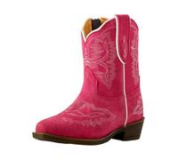 ARIAT Rambler Lil' Stompers Bottes pour garçon en cuir véritable marron avec semelle extérieure TPR 4LR et fermeture éclair latérale, Rose (Casanova), 4 Toddler