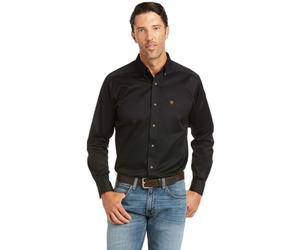 ARIAT Solid Twill Fitted Shirt Chemise, Noir, L Homme