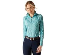 Ariat Sunstopper 2.0 Maillot de Corps zippé 1/4 pour Femme, Bleu Marine/Rouge, Taille L