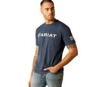 Ariat T-Shirt Drapeau Bouclier Homme, Navy Heather, Taille S
