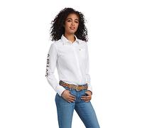 ARIAT Team Kirby Chemise Stretch, Blanc avec Logo léopard, XS Femme