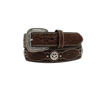 Ariat Western Belt Mens Floral Embossed Star Conchos 34 Brown A1037602