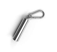 Aribari porte-clés en acier inoxydable pillbox Boîte à comprimés de haute qualité capsule étanche pour boîte de rangement sur le pouce avec mousqueton (1 pièce argent)