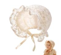 Aribliseza 1 Chapeau de Soleil Bébé Protection UV 50, Bonnet Nouveau-né avec Dentelle Blanche, Léger Chapeau d'Été pour Fille, Attache Ajustable, Bonnet Dentelle Respirant pour Voyages et Séances