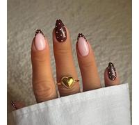 Aribliseza Press On Nails, 24 pièces de faux ongles pour femmes, forme d'amande, courts et longs, ongles autocollants, design en gel doux pour filles, ensemble d'ongles pour manucure