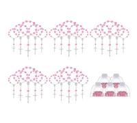 Aribrnten 30 Pièces Chapelet de Baptême Mini Chapelet Faveurs de Baptême Chapelets de Baptême au Doigt Perles en Forme de Rose avec 30 en Organza