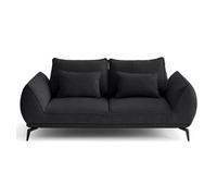 Arica - canapé droit 2 places en tissu texturé - Noir