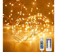 Ariceleo Guirlande Lumineuse LED USB, 1 Paquet 10M Fil de Cuivre Scintillant avec Télécommande & Minuterie, 8 Modes, Étanche, Lumières Étoilées Blanc Chaud pour Fête, Mariage, Noël