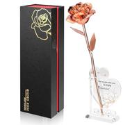Ariceleo Rose Infinie Trempée dans l'Or, Fleur Préservée pour Toujours, Décoration - Cadeau d'Anniversaire pour Femme pour Son Anniversaire, la Saint-Valentin, la Fête des Mères, Rose en Résine