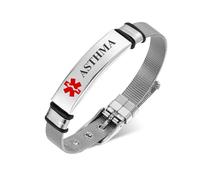 ARICHDUDE Bracelet d'alerte médicale pour homme et femme en acier inoxydable avec gravure laser gratuite, M, Acier inoxydable, Pas de gemme