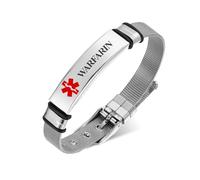 ARICHDUDE Bracelet d'alerte médicale pour homme et femme en acier inoxydable avec gravure laser gratuite, M, Acier inoxydable, Pas de gemme