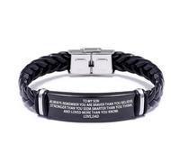 ARICHDUDE Bracelet « To My Son » de Mum Dad, bracelet inspirant en cuir tressé et acier inoxydable, cadeau pour fils de maman papa, Black, Pas de gemme