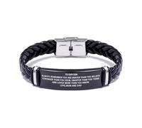 ARICHDUDE Bracelet « To My Son » de Mum Dad, bracelet inspirant en cuir tressé et acier inoxydable, cadeau pour fils de maman papa, Black, Pas de gemme