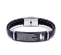 ARICHDUDE Bracelet « To My Son » de Mum Dad, bracelet inspirant en cuir tressé et acier inoxydable, cadeau pour fils de maman papa, Black, Pas de gemme