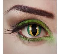 aricona Lentilles de contact vert-jaune - Green Viper - 2 pièces - colorées - pour Halloween, cosplay, carnaval, fêtes à thème et soirées déguisées - sans correction