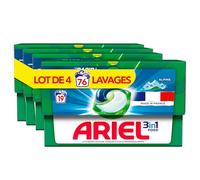 Ariel 3en1 PODS, Lessive Liquide Capsules, 76 Lavages (4x19 Tablettes), Alpine, Élimine Les Taches Incrustées, Même Après 7 Jours, Impeccable Même En Cycle Court Et À Froid, Fabriqué En France