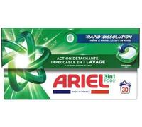 Ariel 3en1 PODS, Lessive Liquide En Capsules 30 Lavages, Élimination Impeccable Des Taches En Un Seul Lavage, Dissolution Rapide Même À Froid