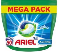 Ariel 3en1 PODS Lessive Liquide En Capsules 50 Lavages, Alpine, Élimine Les Taches Incrustées