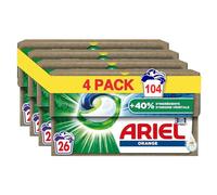 Ariel 3in1 PODS, Lessive Liquide En Capsules 26x4 Lavages, Fraîcheur Avec Une Touche d'Huile Essentielle d'Orange, Avec 40% en plus d'ingrédients végétale