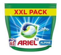 Ariel 3in1 PODS, Lessive Liquide En Capsules 65 Lavages, Alpine, Dissolution Rapide, Impeccable A Froid et En Cycle Court