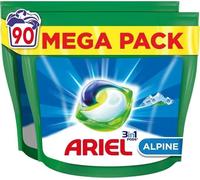 Ariel 3in1 PODS, Lessive Liquide En Capsules 90 Lavages, Alpine, Dissolution Rapide, Impeccable A Froid et En Cycle Court