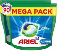 Ariel 3in1 PODS, Lessive Liquide En Capsules 90 Lavages, Alpine, Dissolution Rapide, Impeccable A Froid et En Cycle Court