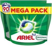 Ariel 3in1 PODS, Lessive Liquide En Capsules 90 Lavages, Original, Dissolution Rapide, Impeccable A Froid Et En Cycle Court