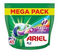 Ariel 4en1 PODS Lessive Liquide En Capsules 45 Lavages, Extra Color Protection, Renouvelle L'Éclat Des Couleurs Et Protège Les Fibres, Dissolution Rapide, Fabriqué En France