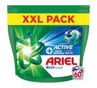 Ariel 4en1 PODS, Lessive Liquide En Capsules 60 Lavages, + Protection Active Contre Les Odeurs, Élimine même les odeurs de transpiration, même après 7 jours