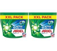 Ariel 4en1 PODS, Lessive Liquide En Capsules 60 Lavages, + Protection Active Contre Les Odeurs, Élimine même les odeurs de transpiration, même après 7 jours (Lot de 2)