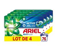 Ariel 4en1 PODS, Lessive Liquide En Capsules, 76 Lavages (4 x 19 Lavages), + Protection Active Contre Les Odeurs, Élimine même les odeurs de transpiration, même après 7 jours